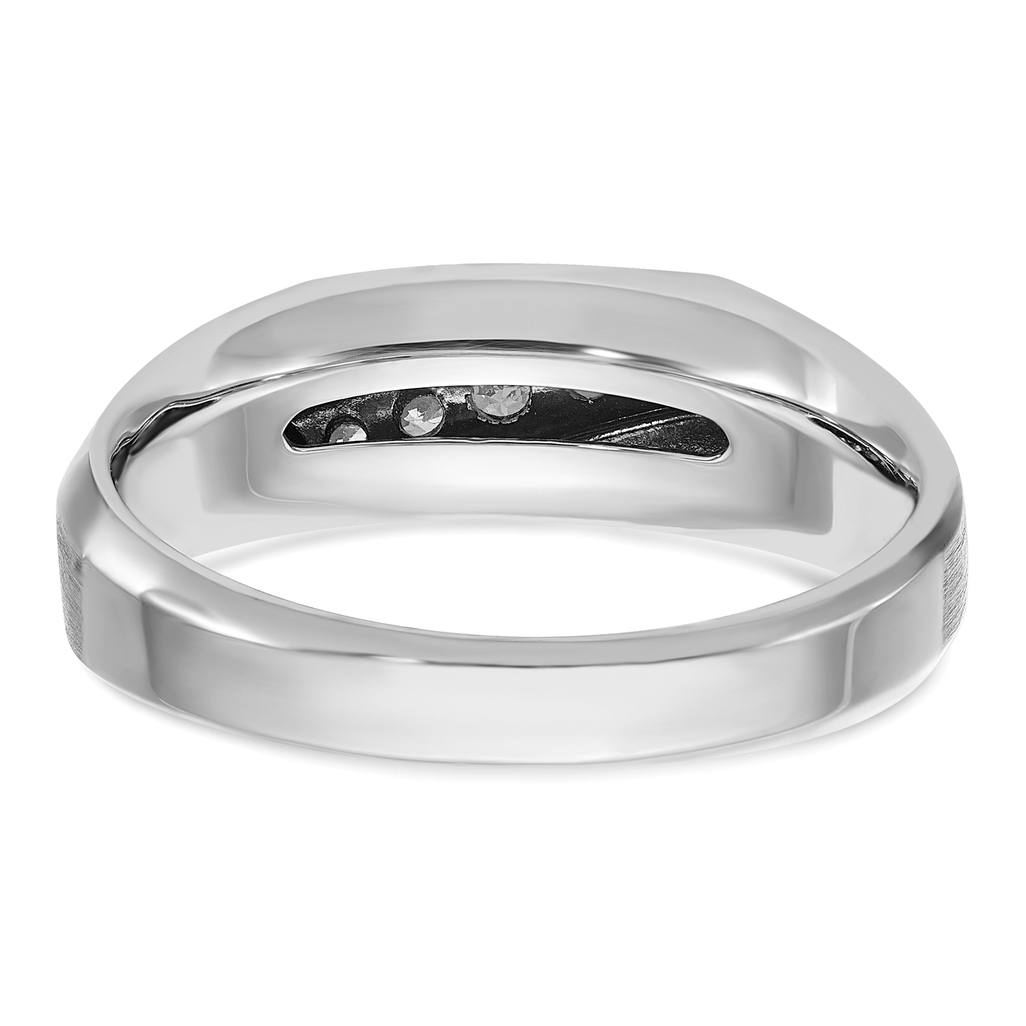 14k White Gold Mens Polished and Satin 5-Stone Ring Mounting, Mounting Only - Sophia Jewelers