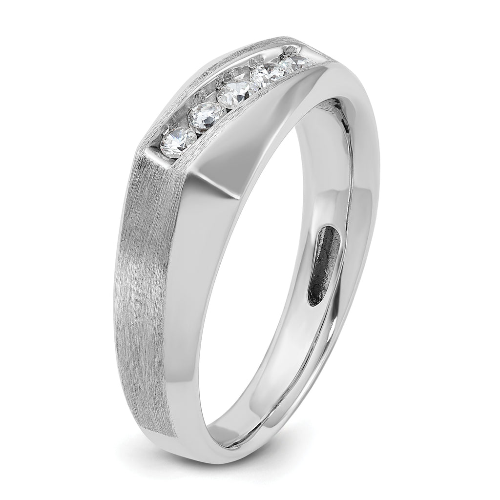 14k White Gold Mens Polished and Satin 5-Stone Ring Mounting, Mounting Only - Sophia Jewelers