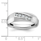 14k White Gold Men's Polished and Satin 5-Stone 1/4 Carat AA Quality Diamond Ring - Sophia Jewelers