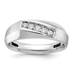 14k White Gold Mens Polished and Satin 5-Stone Ring Mounting, Mounting Only - Sophia Jewelers