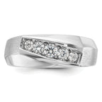 14k White Gold Men's Polished and Satin 5-Stone 1/2 Carat AA Quality Diamond Ring - Sophia Jewelers