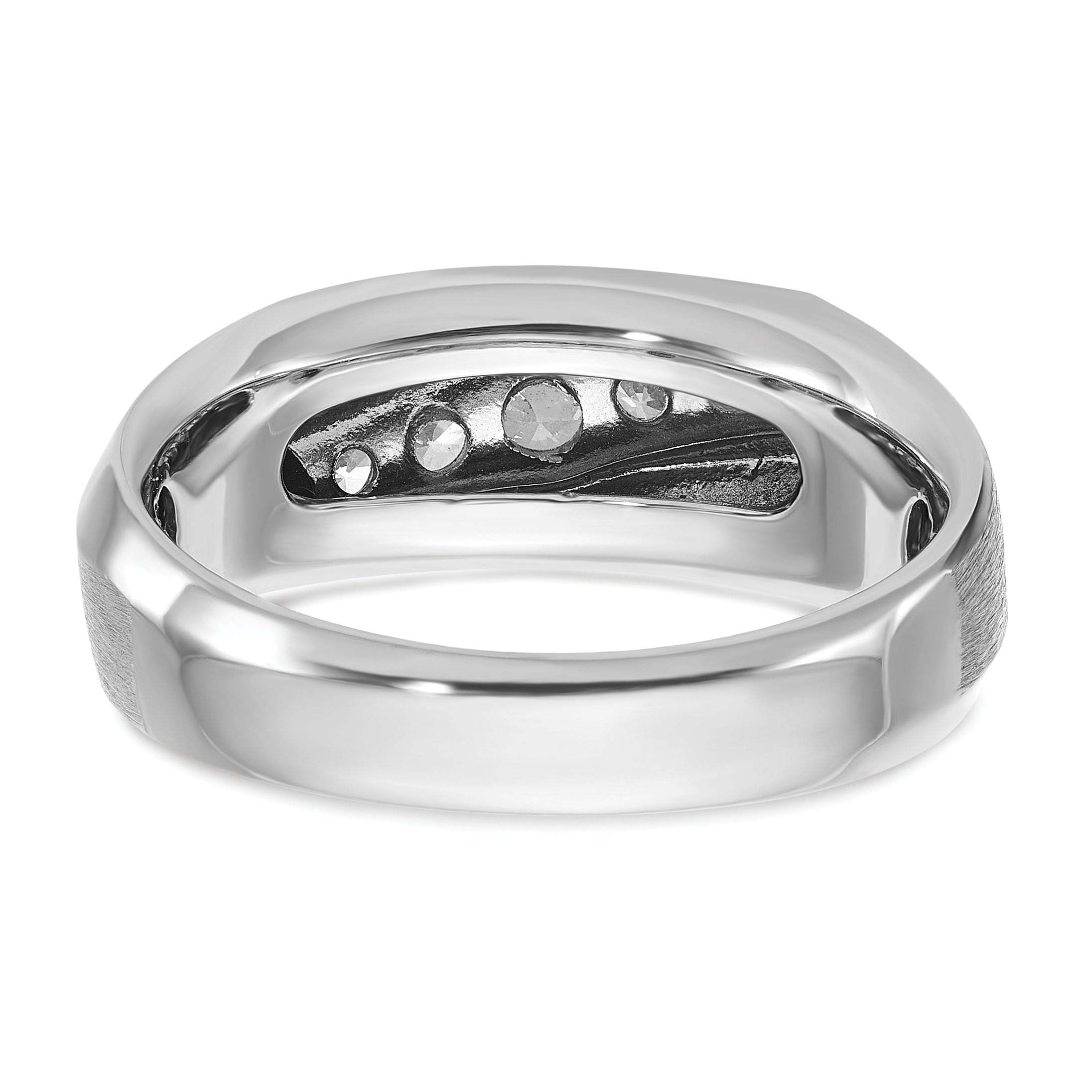 14k White Gold Mens Polished and Satin 5-Stone Ring Mounting, Mounting Only - Sophia Jewelers