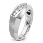 14k White Gold Men's Polished and Satin 5-Stone 1/2 Carat AA Quality Diamond Ring - Sophia Jewelers