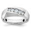 14k White Gold Mens Polished and Satin 5-Stone Ring Mounting, Mounting Only - Sophia Jewelers