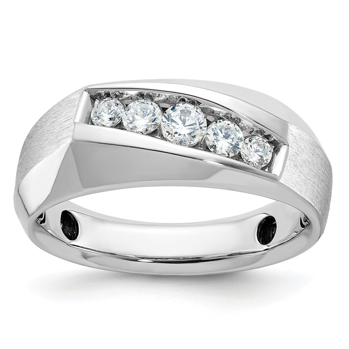 Men's Five-Stone Diamond Ring in 14K White Gold, 8.65mm (1/2 ct. tw.), Size 10 - Sophia Jewelers Main image