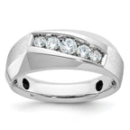 14k White Gold Men's Polished and Satin 5-Stone 1/2 Carat AA Quality Diamond Ring - Sophia Jewelers