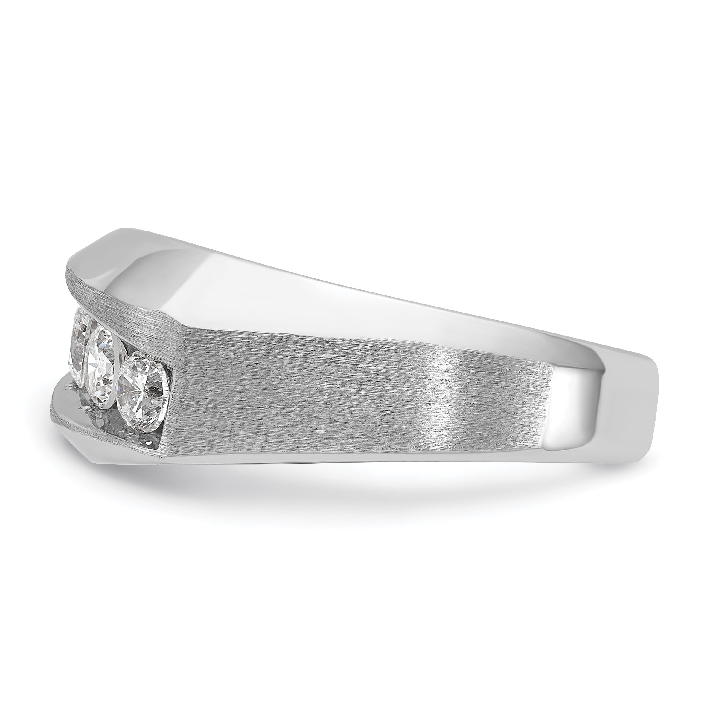 14k White Gold Men's Polished and Satin 5-Stone 1 Carat AA Quality Diamond Ring - Sophia Jewelers