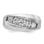 14k White Gold Mens Polished and Satin 5-Stone Ring Mounting, Mounting Only - Sophia Jewelers
