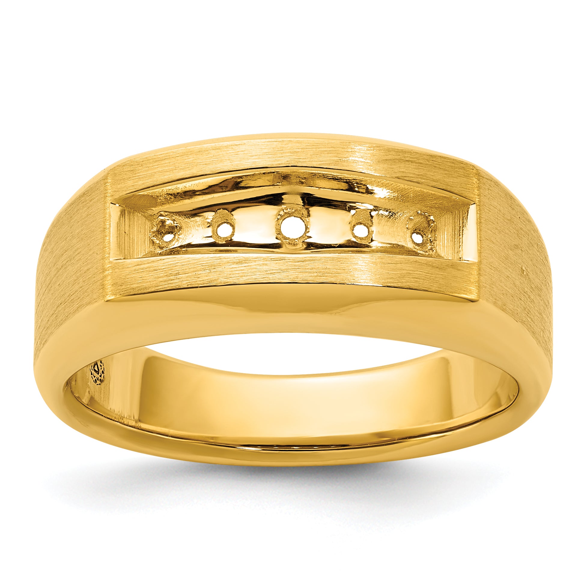 14k Mens Polished and Satin 5-Stone Ring Mounting, Mounting Only - Sophia Jewelers Main image