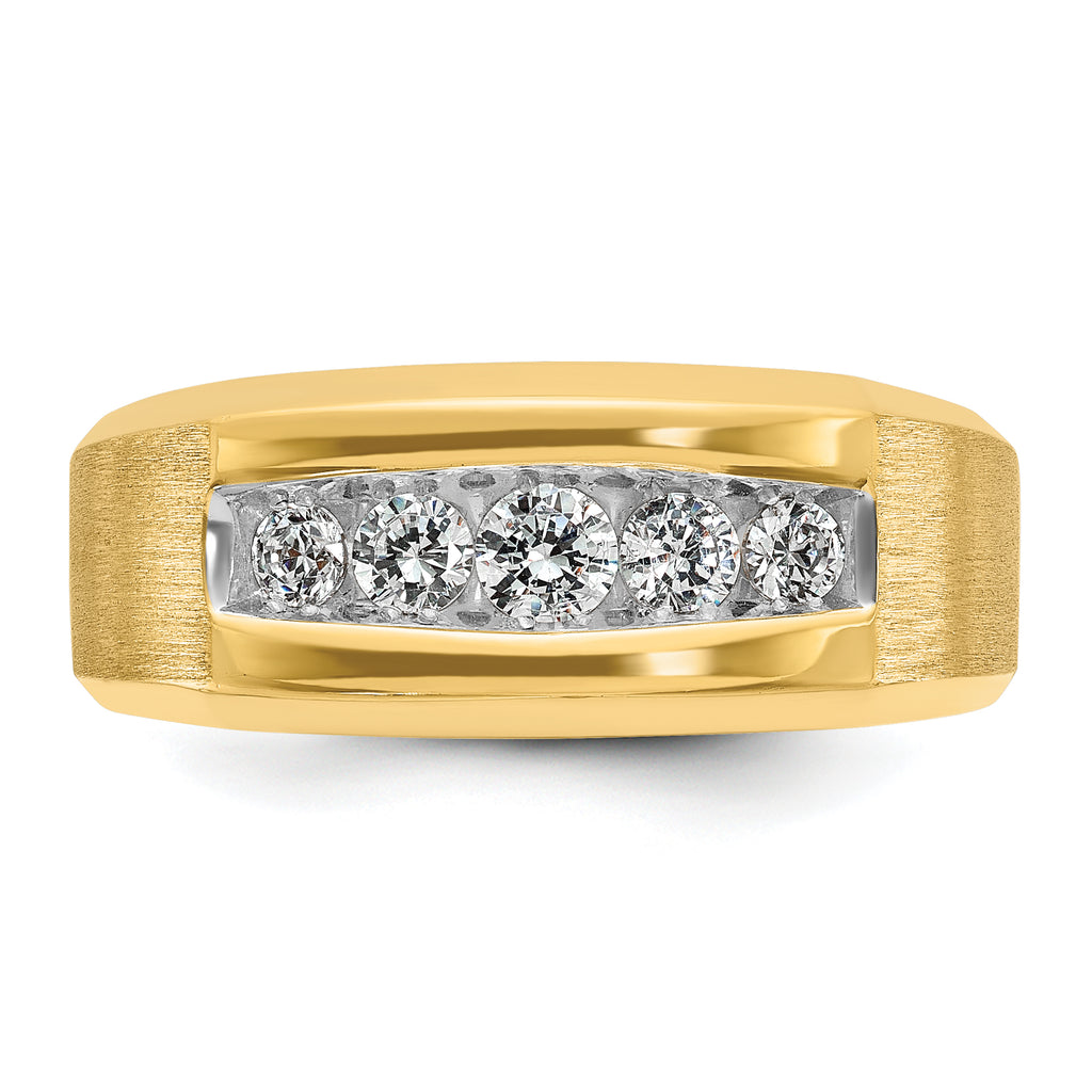 14k Men's Polished and Satin 5-Stone 1/2 Carat AA Quality Diamond Ring - Sophia Jewelers