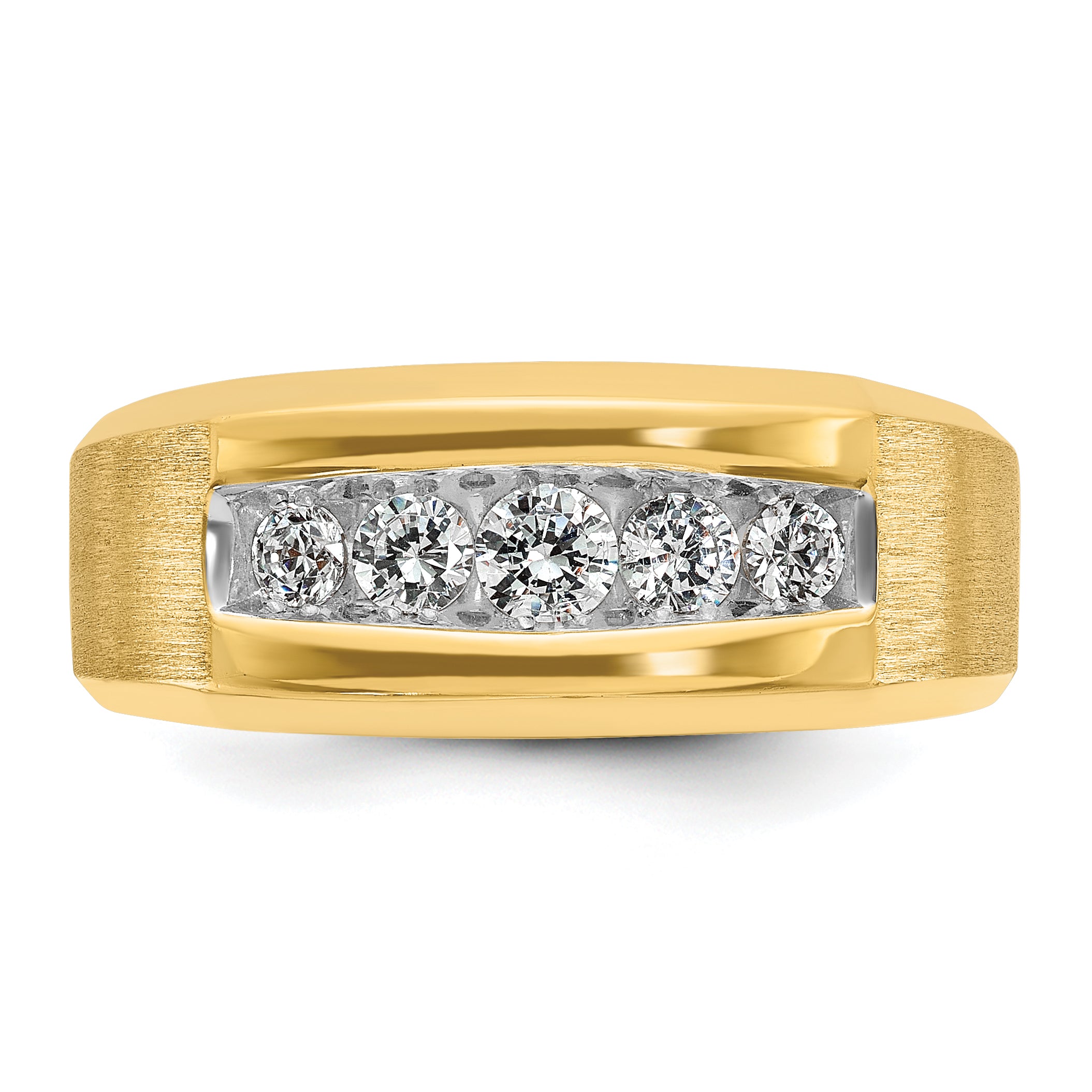 14k Men's Polished and Satin 5-Stone 1/2 Carat AA Quality Diamond Ring - Sophia Jewelers
