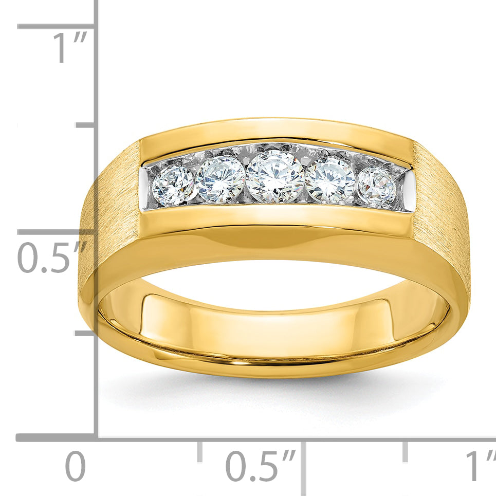 14k Men's Polished and Satin 5-Stone 1/2 Carat AA Quality Diamond Ring - Sophia Jewelers
