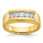 14k Men's Polished and Satin 5-Stone 1/2 Carat AA Quality Diamond Ring - Sophia Jewelers