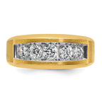 14k Polished and Satin 5-Stone Mens Channel Ring Mounting, Mounting Only - Sophia Jewelers