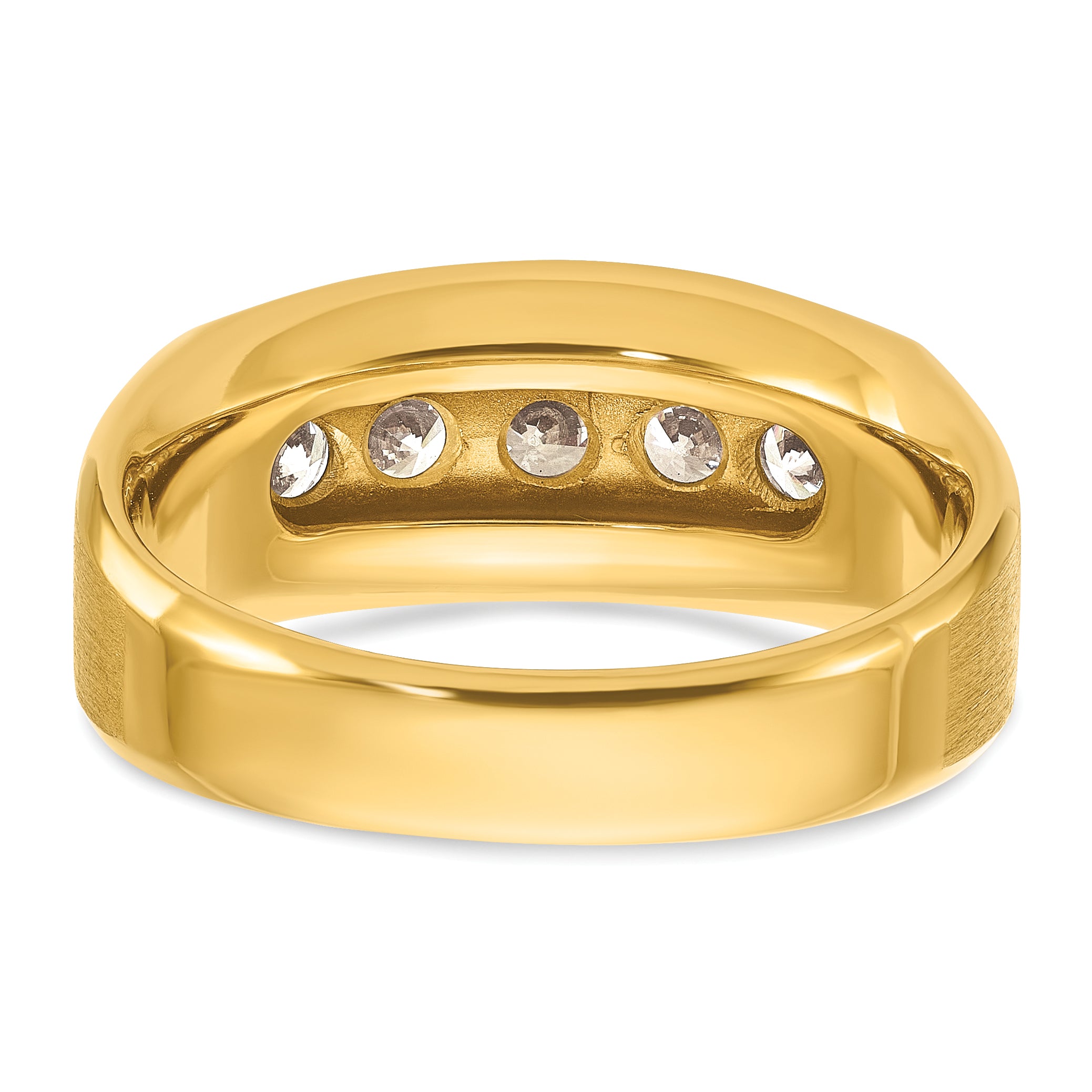 14k Men's Polished and Satin 5-Stone 1 Carat AA Quality Diamond Ring - Sophia Jewelers