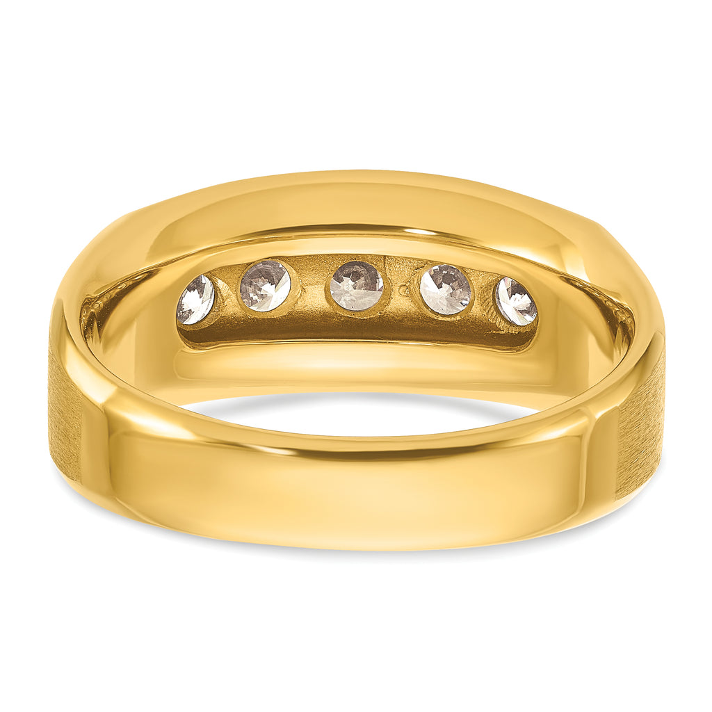 14k Polished and Satin 5-Stone Mens Channel Ring Mounting, Mounting Only - Sophia Jewelers