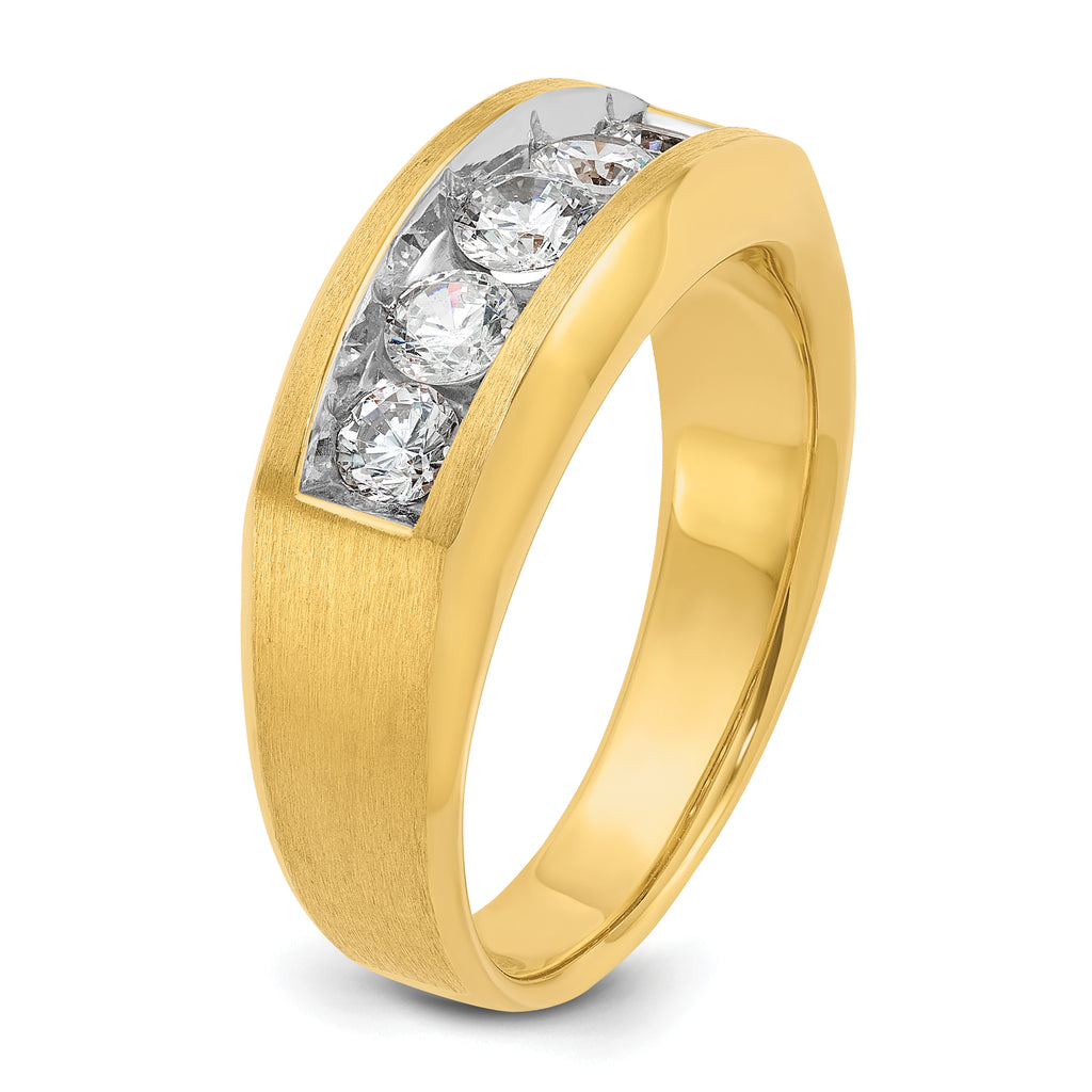 14k Men's Polished and Satin 5-Stone 1 Carat AA Quality Diamond Ring - Sophia Jewelers