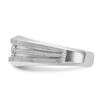 14k White Gold Men's Polished Satin and Grooved 3-Stone 1/2 Carat AA Quality Diamond Ring - Sophia Jewelers