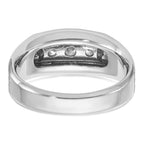 14k White Gold Men's Polished Satin and Grooved 3-Stone Ring Mounting, Mounting Only - Sophia Jewelers