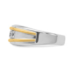 14k Two-tone Mens Polished 3-Stone Ring Mounting, Mounting Only - Sophia Jewelers