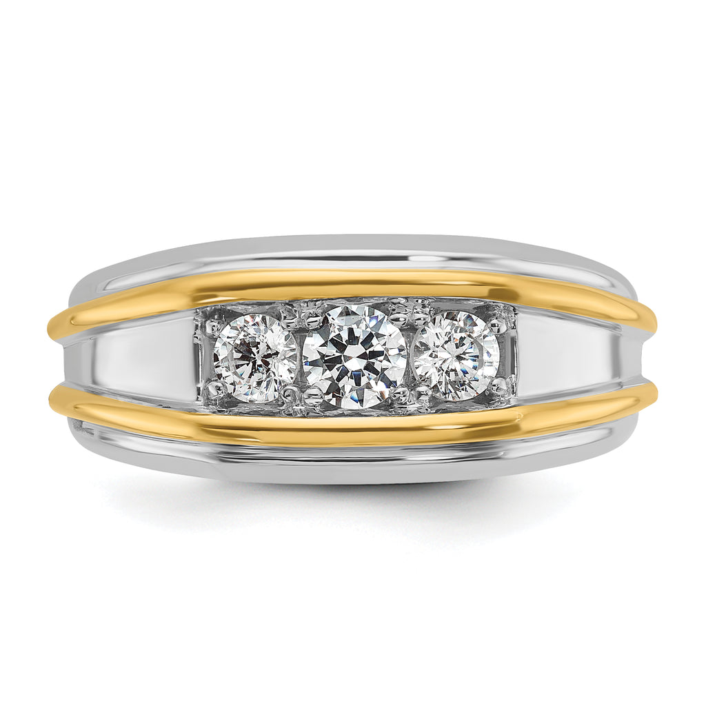 14k Two-tone Men's Polished 3-Stone 1/2 Carat AA Quality Diamond Ring - Sophia Jewelers