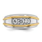 14k Two-tone Men's Polished 3-Stone 1/2 Carat AA Quality Diamond Ring - Sophia Jewelers