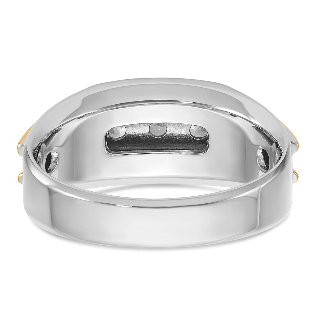 14k Two-tone Men's Polished 3-Stone 1/2 Carat AA Quality Diamond Ring - Sophia Jewelers