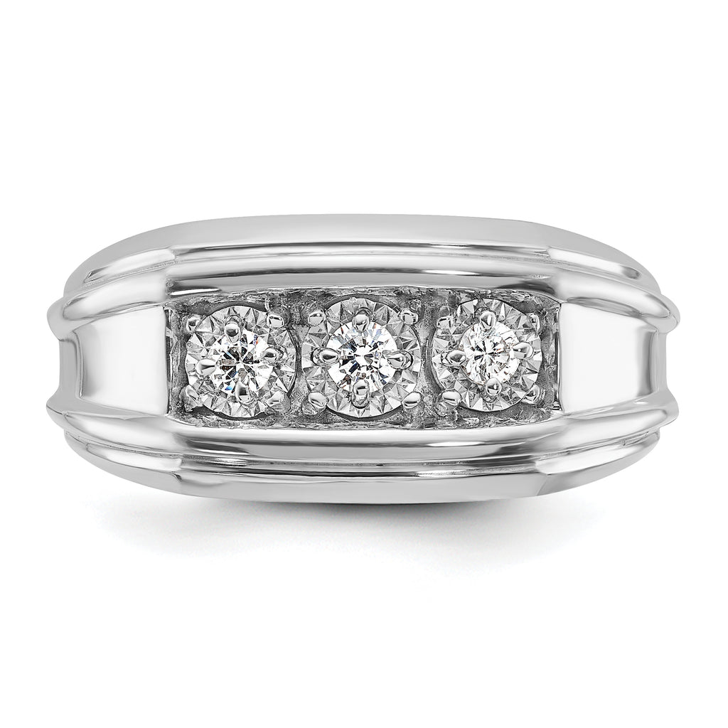 14k White Gold Mens 3-Stone 1 carat Diamond Ring - Sophia Jewelers