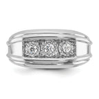 14k White Gold Mens 3-Stone 1 carat Diamond Ring - Sophia Jewelers
