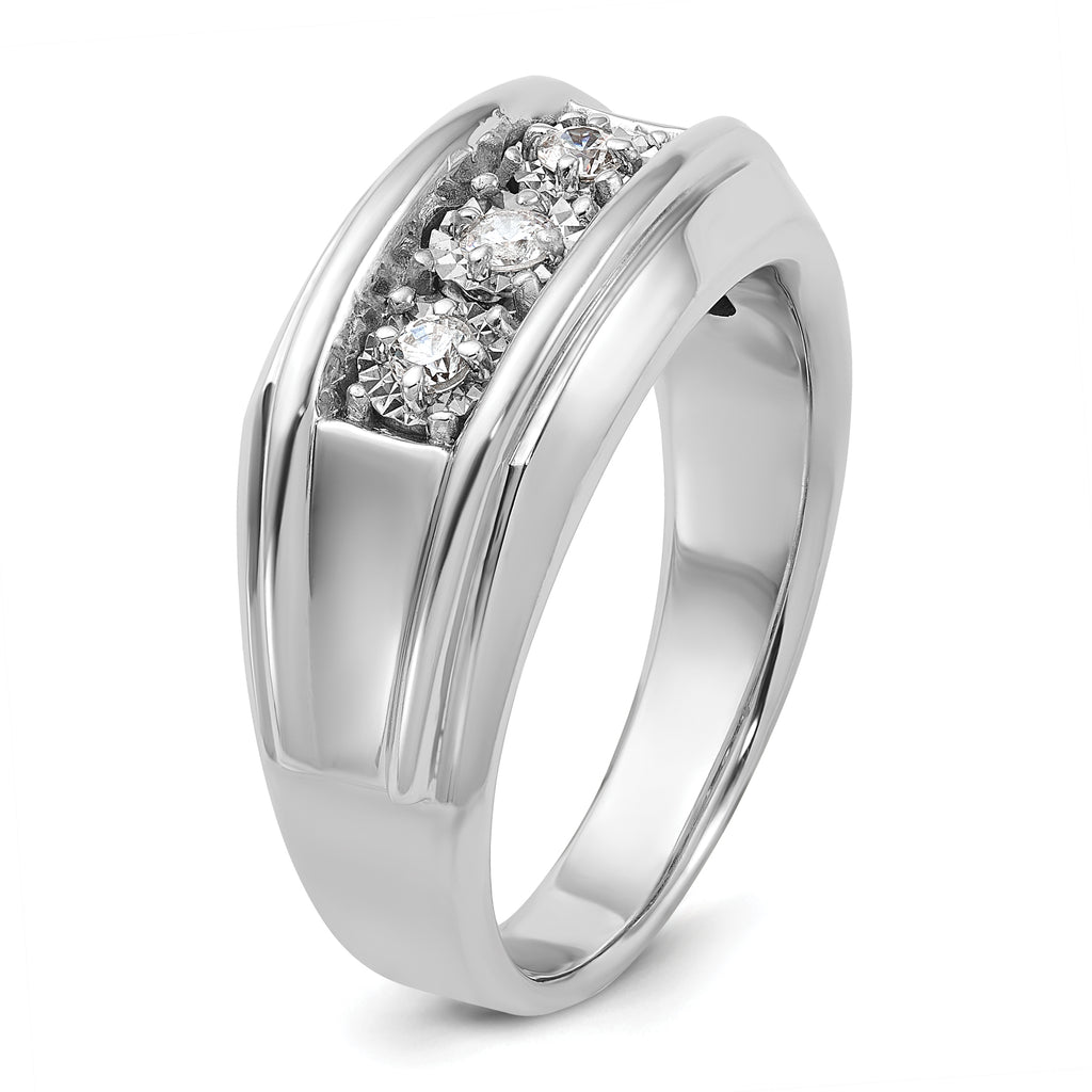 14k White Gold Mens 3-Stone 1 carat Diamond Ring - Sophia Jewelers