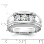 14k White Gold Mens 3-Stone 1 carat Diamond Ring - Sophia Jewelers