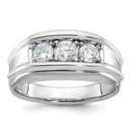 14k White Gold Mens 3-Stone 1 carat Diamond Ring - Sophia Jewelers