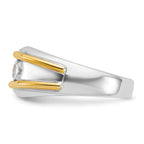 14k Two-tone Mens 3-Stone Ring Mounting, Mounting Only - Sophia Jewelers