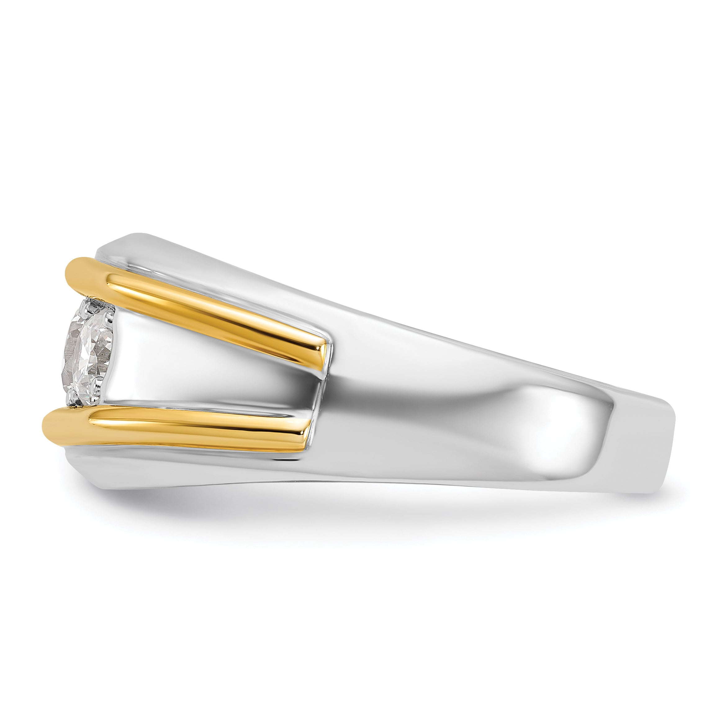 14k Two-tone Mens 3-Stone 1 carat AA Diamond Ring - Sophia Jewelers