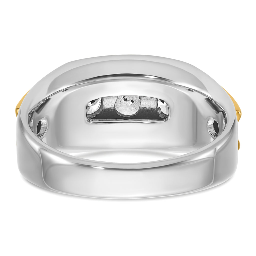 14k Two-tone Mens 3-Stone Ring Mounting, Mounting Only - Sophia Jewelers