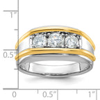 14k Two-tone Mens 3-Stone Ring Mounting, Mounting Only - Sophia Jewelers