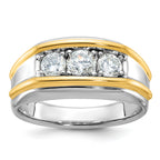14k Two-tone Mens 3-Stone Ring Mounting, Mounting Only - Sophia Jewelers