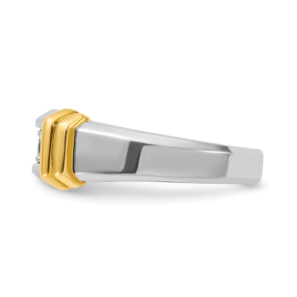 14k Two-tone Men's Polished 3-Stone 1/2 Carat AA Quality Diamond Ring - Sophia Jewelers