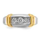 14k Two-tone Men's Polished 3-Stone 1/2 Carat AA Quality Diamond Ring - Sophia Jewelers