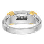 14k Two-tone Mens Polished 3-Stone Ring Mounting, Mounting Only - Sophia Jewelers