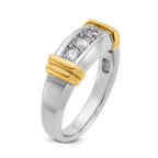 14k Two-tone Mens Polished 3-Stone Ring Mounting, Mounting Only - Sophia Jewelers