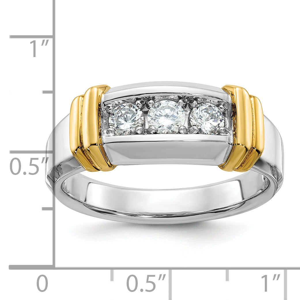 14k Two-tone Men's Polished 3-Stone 1/2 Carat AA Quality Diamond Ring - Sophia Jewelers