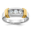 14k Two-tone Mens Polished 3-Stone Ring Mounting, Mounting Only - Sophia Jewelers
