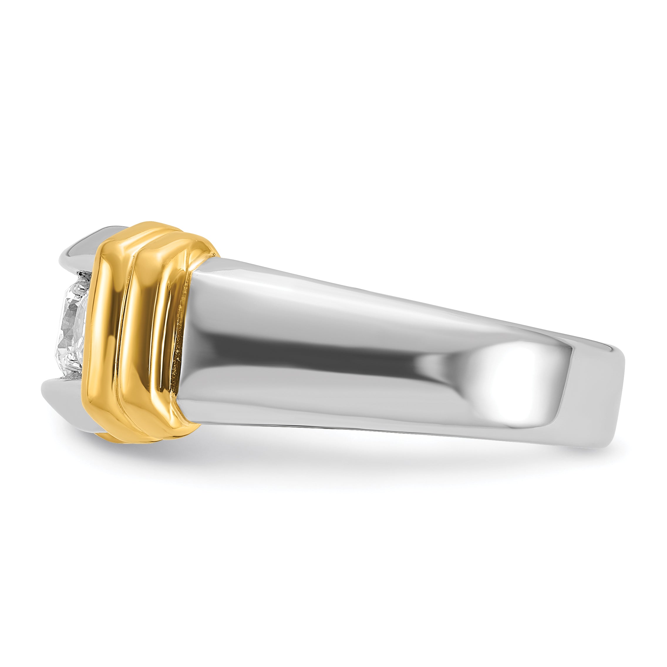 14k Two-tone 1 carat Lab Grown Diamond VS/SI+ G+ Complete Men's Ring