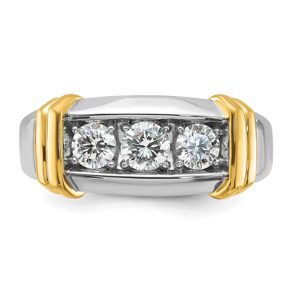 14k Two-tone 1 carat Lab Grown Diamond VS/SI+ G+ Complete Men's Ring