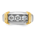 14k Two-tone 1 carat Lab Grown Diamond VS/SI+ G+ Complete Men's Ring