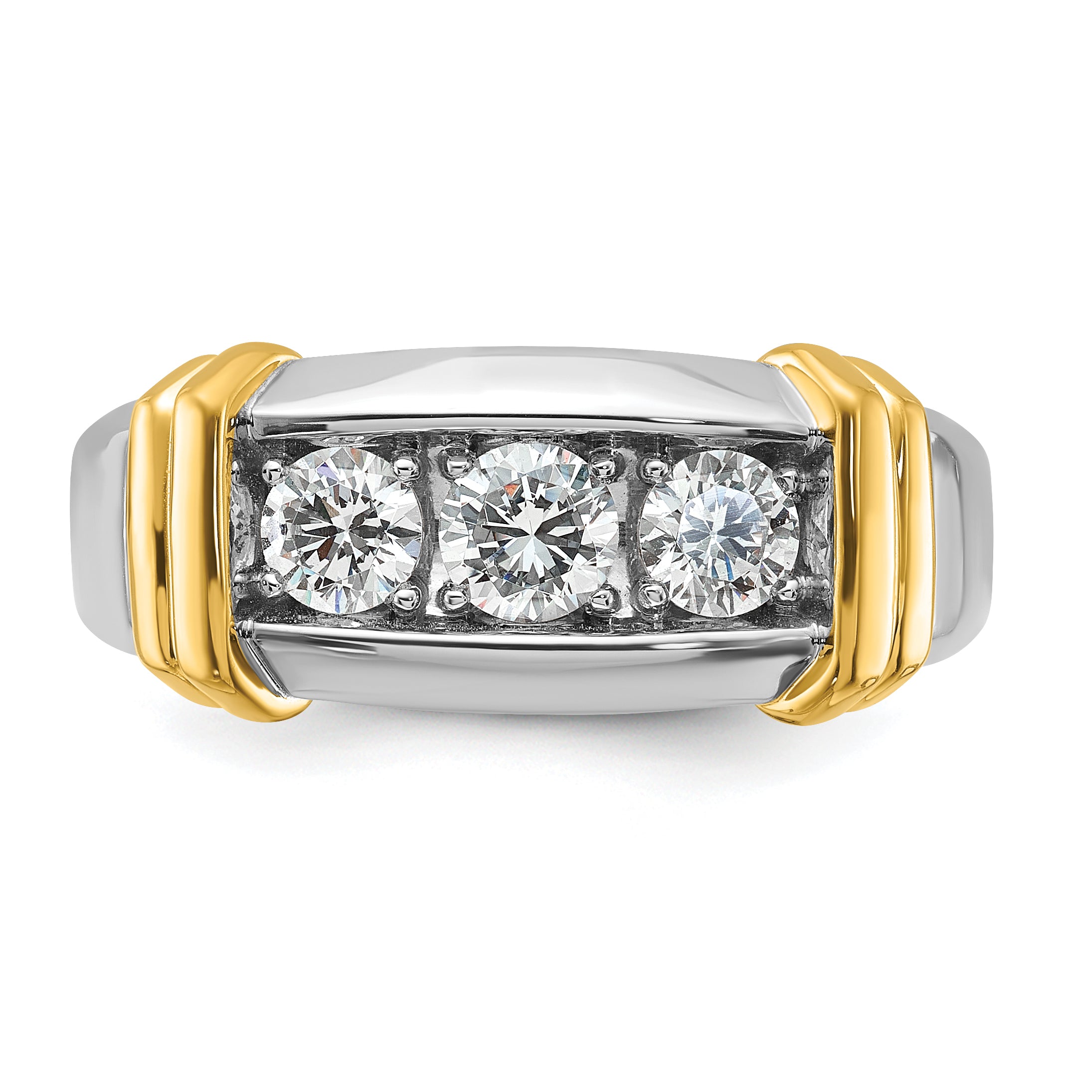 14k Two-tone 1 carat Lab Grown Diamond VS/SI+ G+ Complete Men's Ring