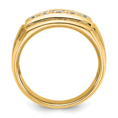 14k with White Rhodium 1/2 carat Lab Grown Diamond VS/SI+ G+ Complete Polished and Satin Five Stone Men's Ring