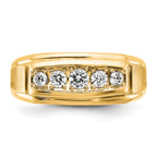 14k with White Rhodium Men's Polished and Satin 5-Stone 1/2 Carat AA Quality Diamond Ring - Sophia Jewelers