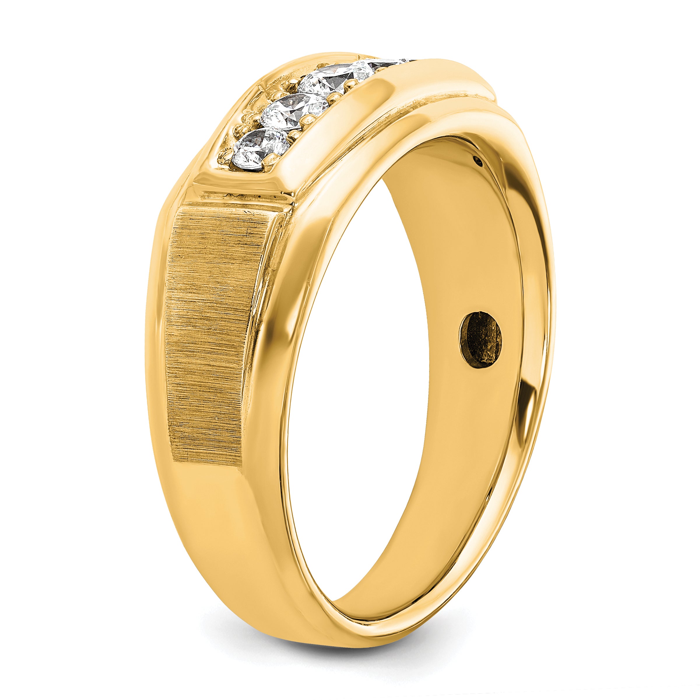 14k with White Rhodium 1/2 carat Lab Grown Diamond VS/SI+ G+ Complete Polished and Satin Five Stone Men's Ring